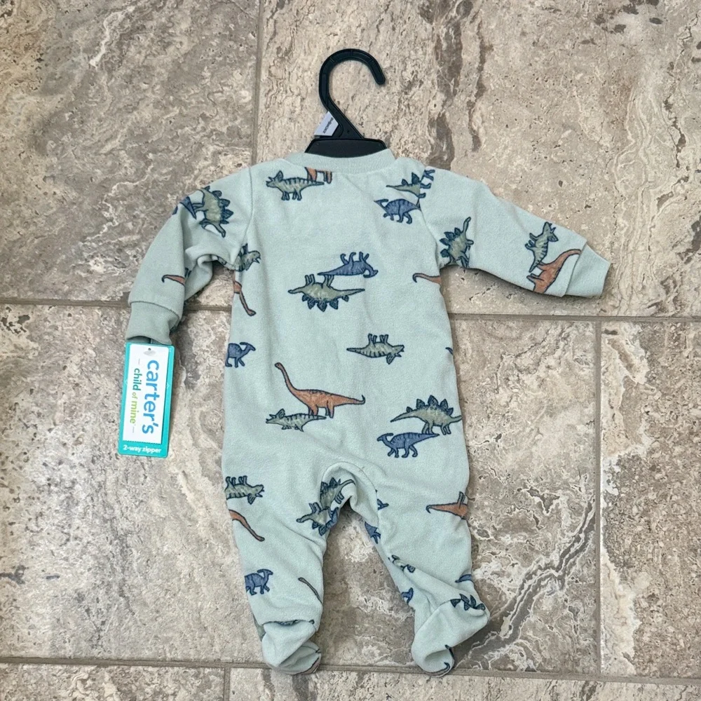 NWT Size Newborn Carter's Dino Print Kids One Piece - Light Green